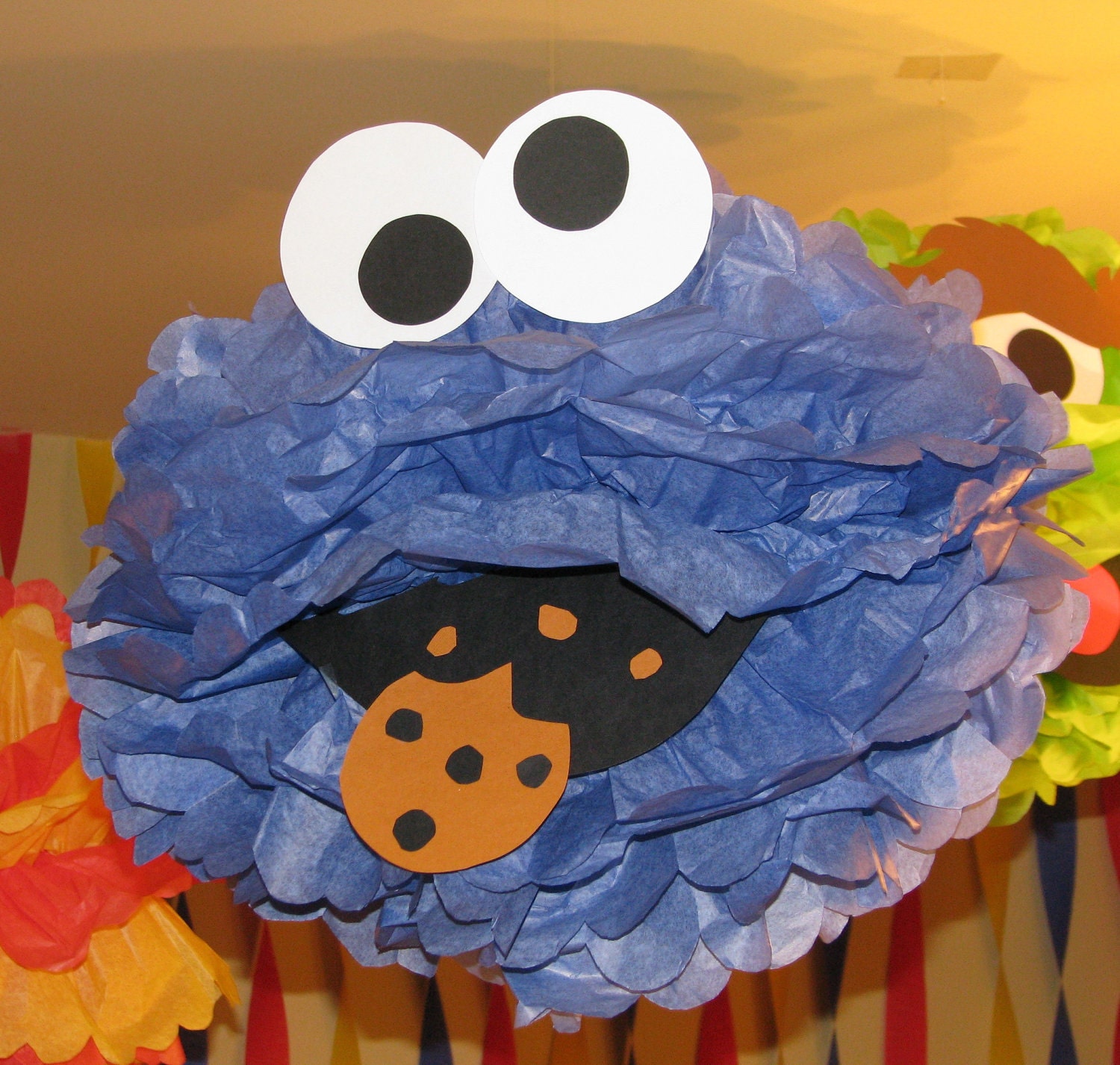 Blue Monster tissue paper pompom kit, inspired by "Cookie Monster" from Sesame Street