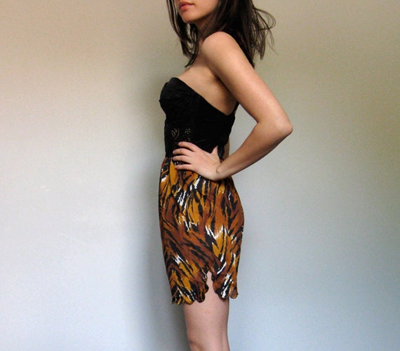 Animal Print Slip Shorts Sheer Scalloped 80s High Waisted XS/ S/ M