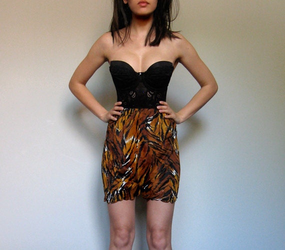 Animal Print Slip Shorts Sheer Scalloped 80s High Waisted XS/ S/ M