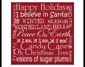 Happy Holidays -  Subway Sign Art Typography Print - 6x6 print in an 8x8 mat