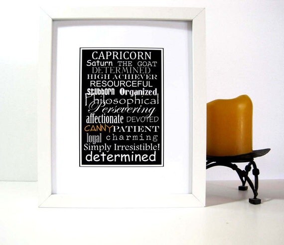 Subway Sign Art Capricorn Zodiac Typography Print 5x7