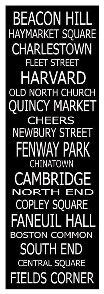 Subway Art Sign Boston Destination Typography Print 11.75x36