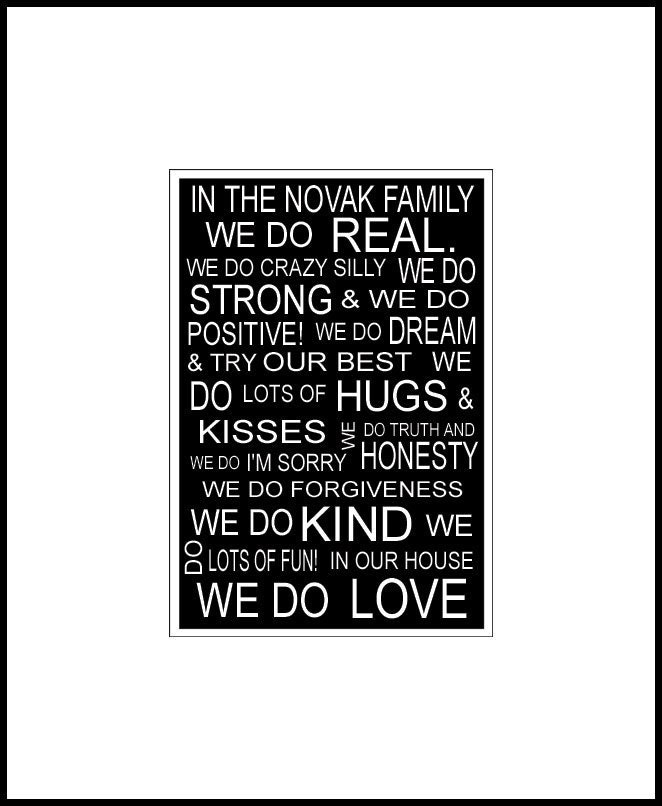 Customized Family Rules 5x7 Subway Art Sign in 11x14 white mat