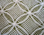 Free Shipping 34X20 Grass Green & White Vintage Chenille Bedspread Fabric Great for PaTCHWORK Squares