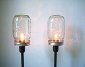 2 Mason Jar Table Lamps - Upcycled Lighting Fixtures - Mason Jar Lights - Industrial Modern Contemporary Home Decor - BootsNGus Lamp Design