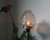 Ripe Raspberries Harvest - Crystal Clear Teardrop Shaped Table Top LAMP - Industrial Upcycled Handmade BootsNGus Lighting Design