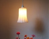 MOD Milk Glass Vase Hanging Pendant Light - White Fluted Lighting Fixture - Crisp Cool Contemporary Glow - Upcycled Vintage BootsNGus Lamp