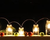 Mason Jar Lights - Banner Style - Modern Industrial Rustic Farmhouse - Handrcrafted Upcycled BootsNGus Lighting Fixture