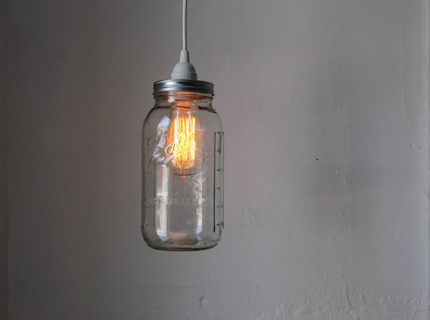 Half Gallon Mason Jar Light Ball Mason Jar Pendant Table Top Light - Dual Purpose UpCycled BootsNGus Lighting Fixture