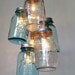Ocean Sapphire Mason Jar Chandelier - Mason Jar Light - Modern Industrial Handcrafted UpCycled BootsNGus Hanging Pendant Lighting Fixture