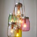 Pretty Pastels Mason Jar Chandelier - Mason Jar Light Swag Lamp - Handcrafted UpCycled BootsNGus Hanging Pendant Lighting Fixture