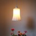 MOD Milk Glass Vase Hanging Pendant Light - White Fluted Lighting Fixture - Crisp Cool Contemporary Glow - Upcycled Vintage BootsNGus Lamp