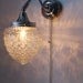 Sparkling Winters Ice  - Stainless Steel Gooseneck Wall Sconce - Oak Tree Acorn Textured Shade - UpCycled BootsNGus Lighting Fixture