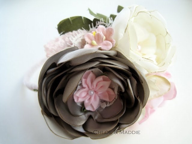 SERAPHINA bouquet of handmade fabric flowers headband, weddings, special occasions, photography prop