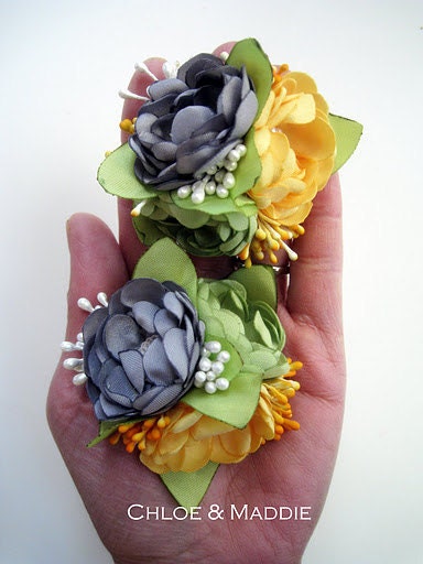 CHERISE handmade fabric floral bouquet shoe clips for weddings, special occasions, gifts for her
