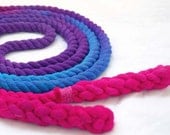 8-ft Single Jump Rope Skipping Rope, All Cotton, Hand-Spliced and Dyed, Purple Blue & Pink