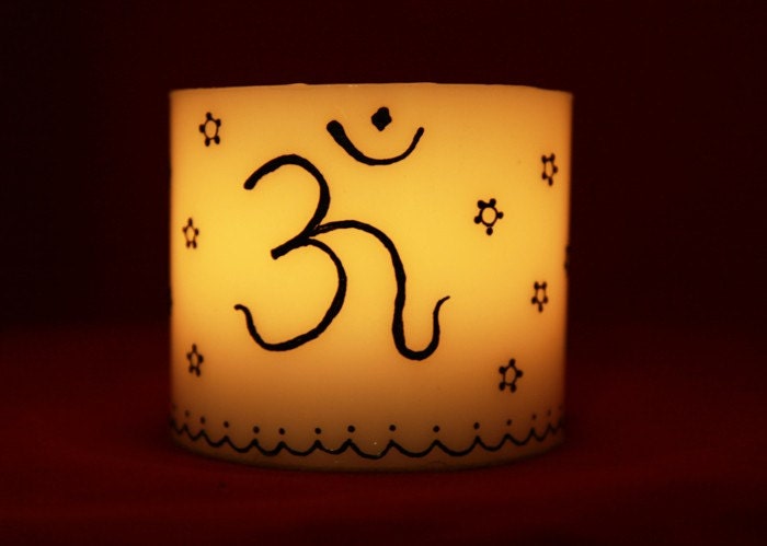 Om - Henna Handmade Hurricane Candle Holder