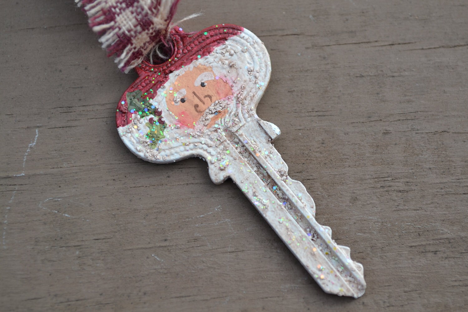 Items similar to Hand Painted Santa Key Ornament on Etsy