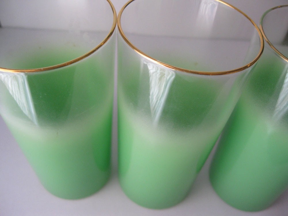 Green Frosted Cocktail Glasses