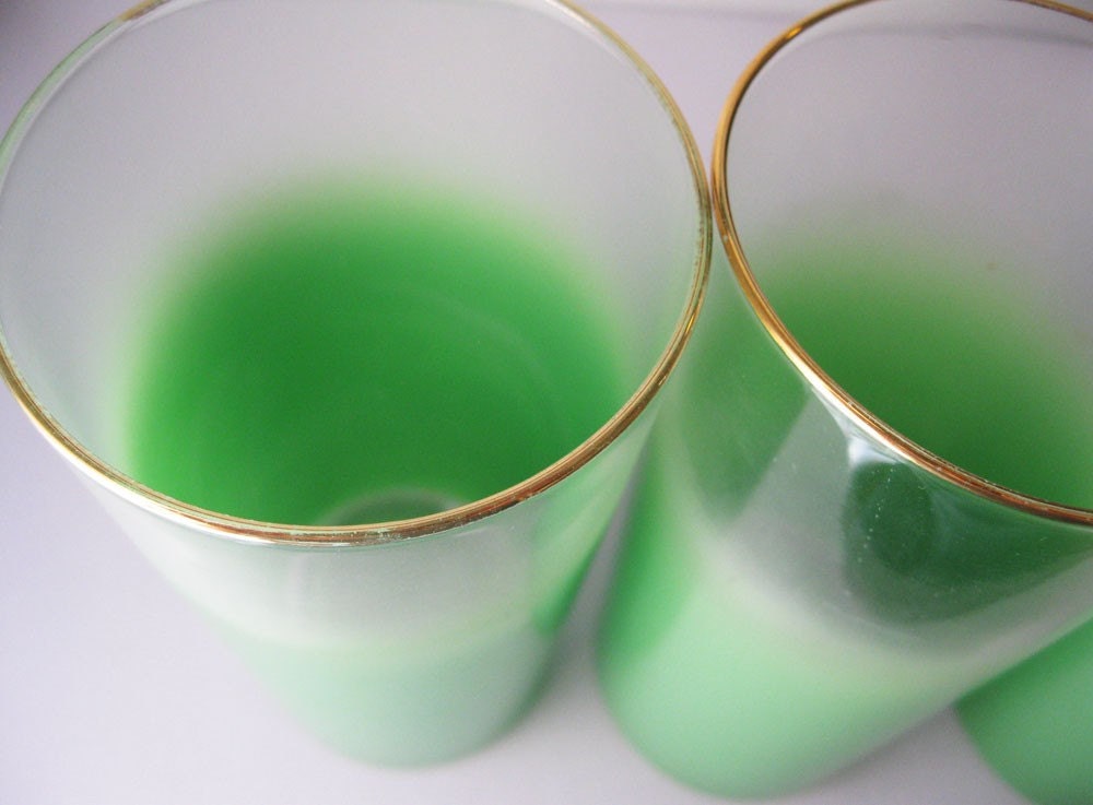 Green Frosted Cocktail Glasses