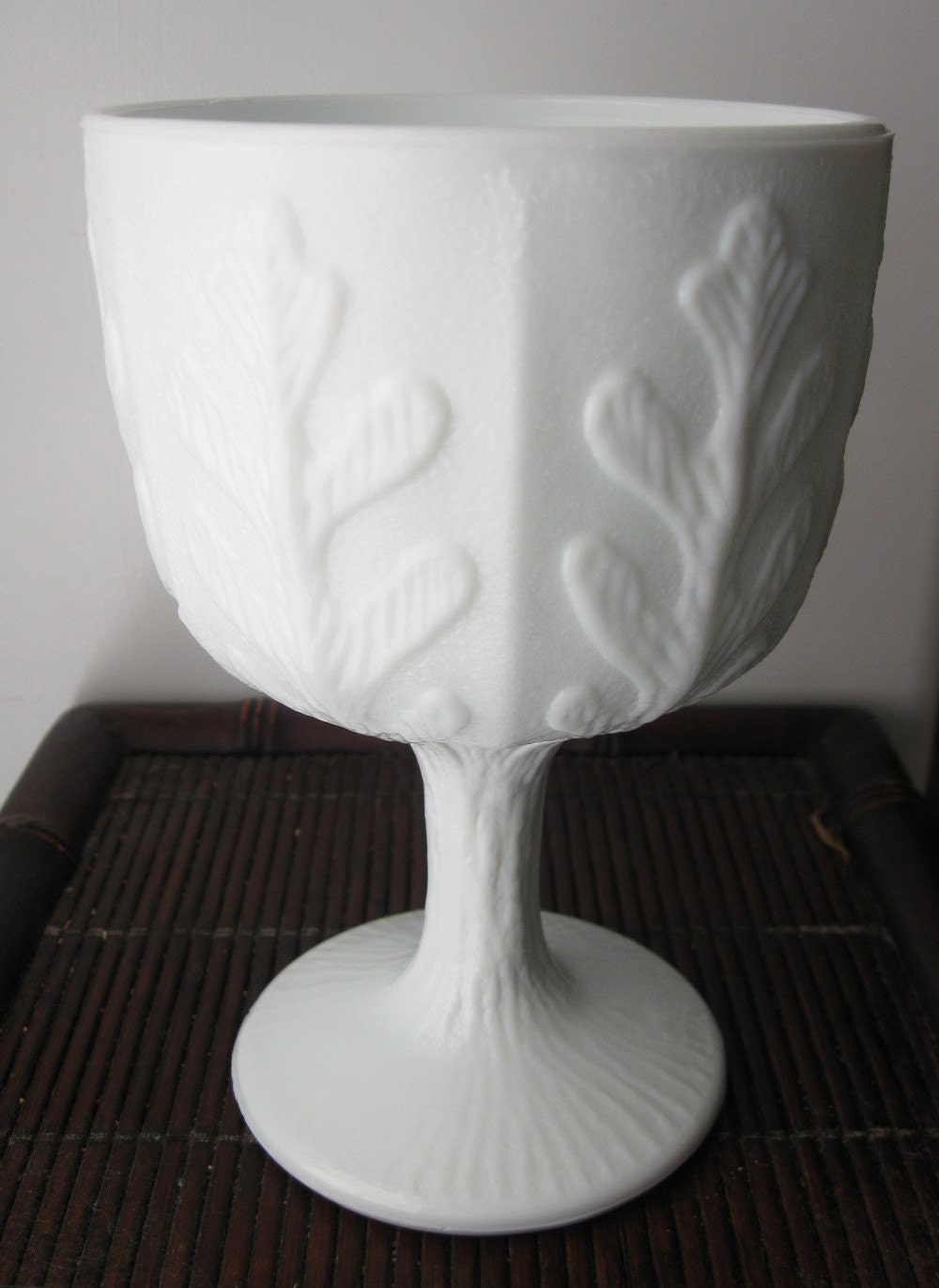 Small Botanical Pattern Milkglass Compote