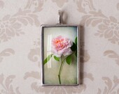 Rose Photo Gift Pendant -  Antiqued Silver  Resin Jewelry Charm - Wearable Floral Photograph