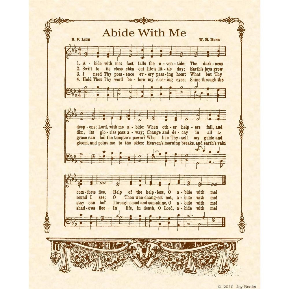 ABIDE WITH ME --- 8 X 10 Antique Hymn Art Print
