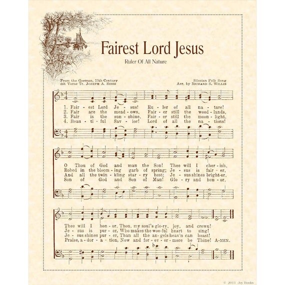 FAIREST LORD JESUS 8 x 10 Antique Hymn Art Print by VintageVerses