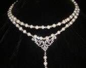 Genuine Pearl and Swarovski Crystal Titanic Heaven or Wedding Necklace