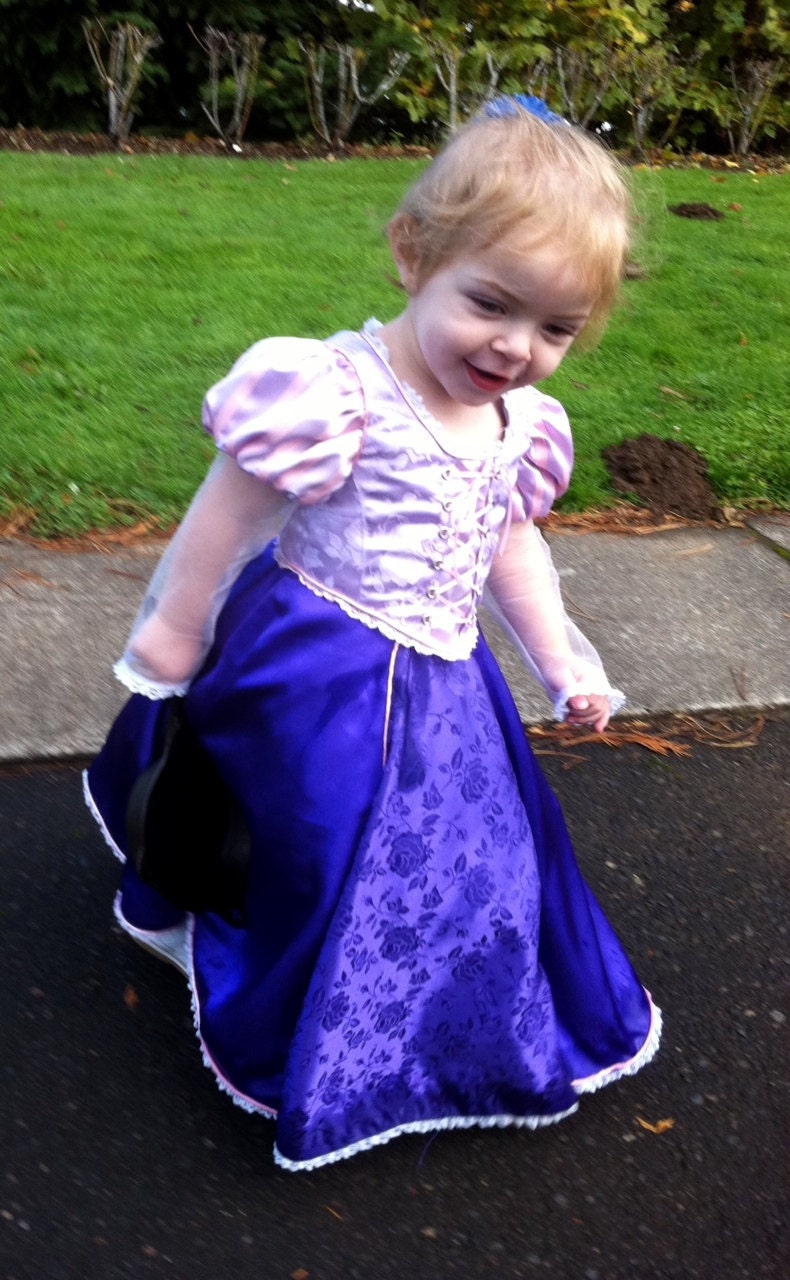 Tangled Rapunzel Dress, adjustable sizing for years of wear