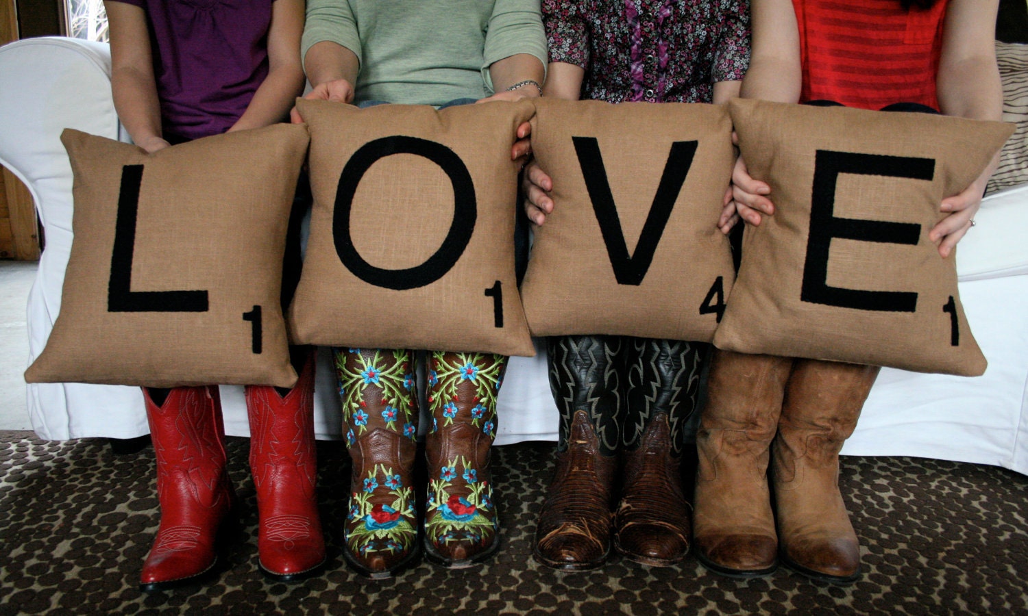 LOVE Scrabble Pillows