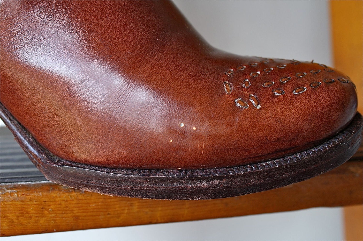 sale... stacked wood heel italian boots size 6 1/2