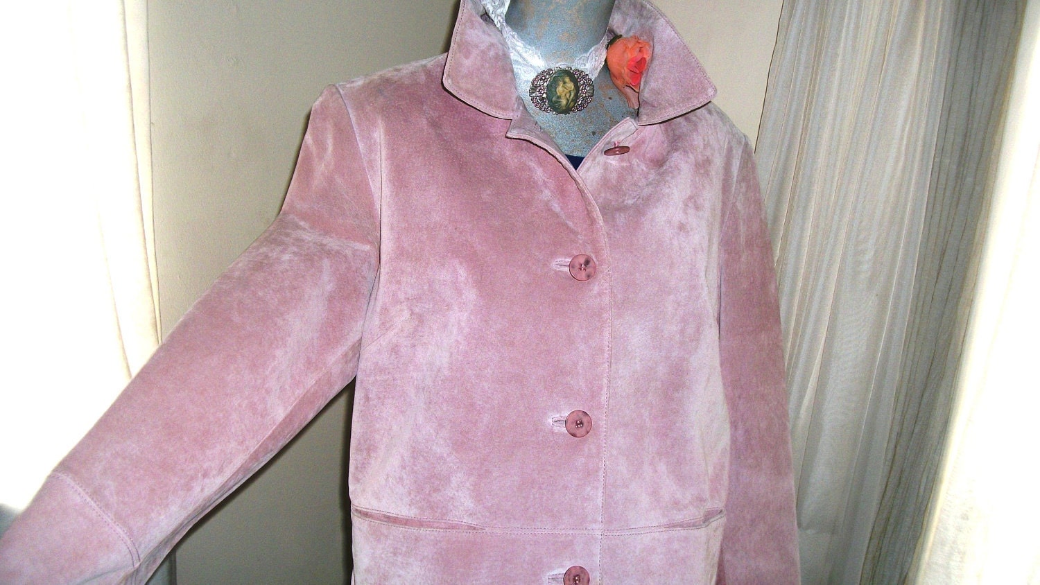 Super Fabulous Pale Pink Suede Jacket Excellent Condition Super Soft Ladies Size Medium 8-11