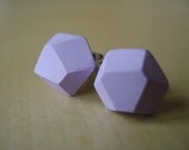 mauve - gem-cut clay stud earrings