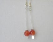 Carnelian Elegance - Carnelian Gemstone Bead and Sterling Silver Dangle Earrings