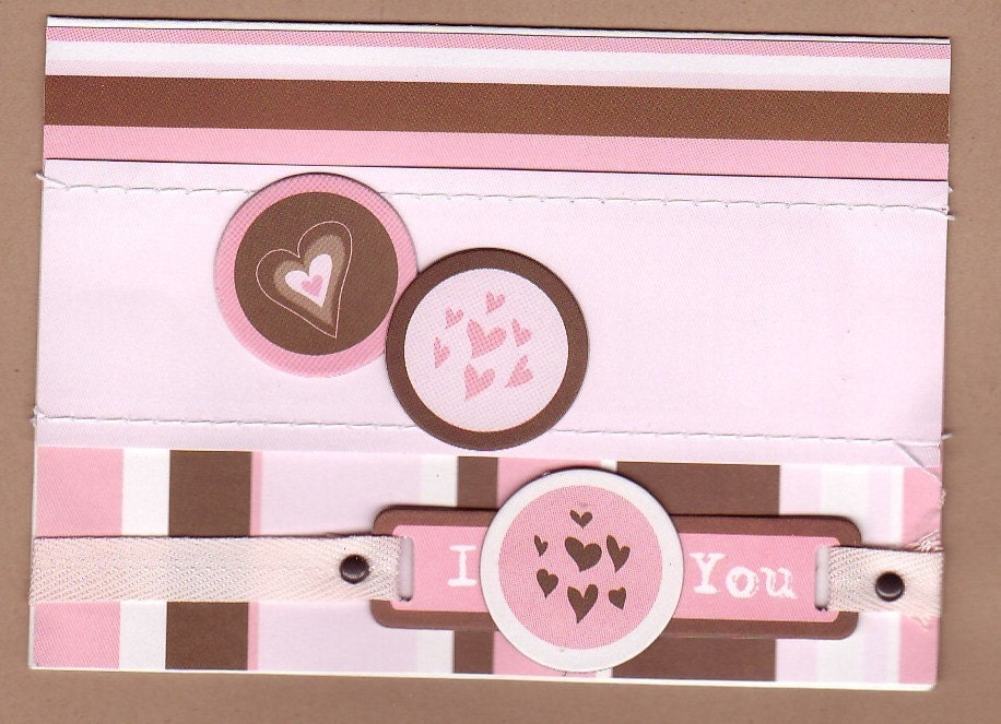 Handmade I Love You Card - Anniversary - Valentines - Hearts - Diecuts - Twill Tape - 3D - FREE Shipping