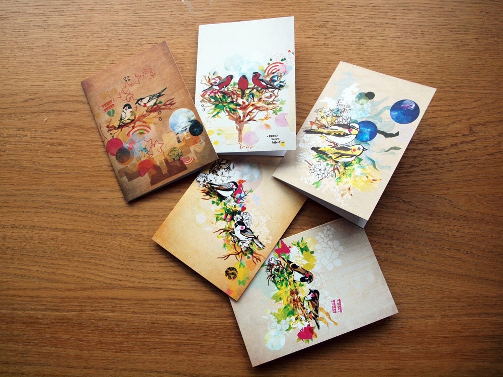 Pack of 5 Bird Cards