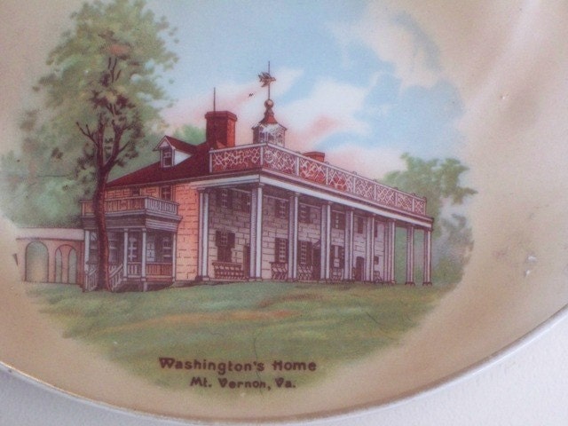 George and Martha Washington Porcelain Plate  Handpainted