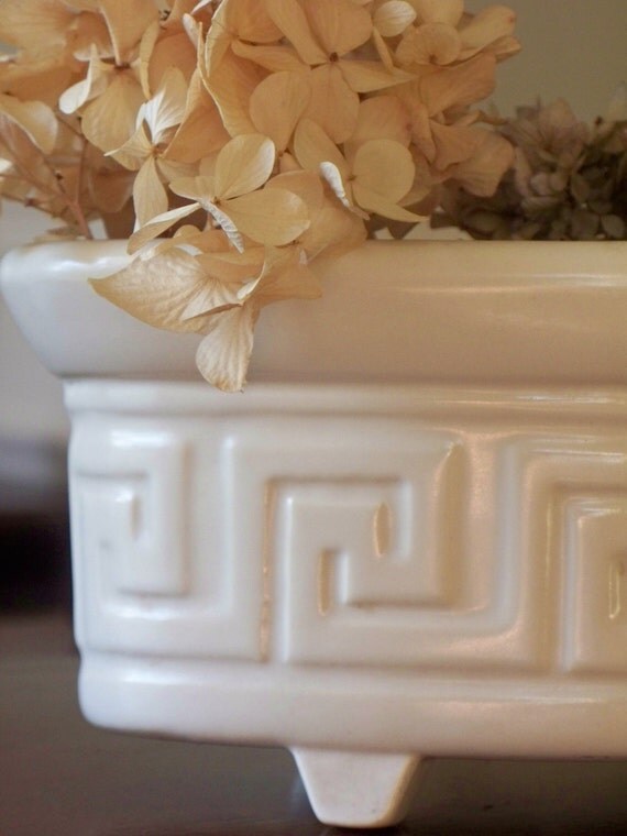 Vintage Red Wing Pottery Greek Key Planter
