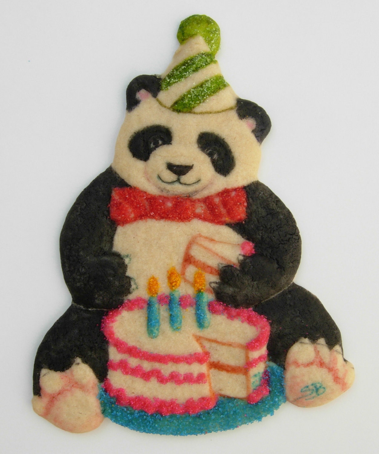 SIX Birthday Bear Hand Molded Sugar Cookies Baked Goods
