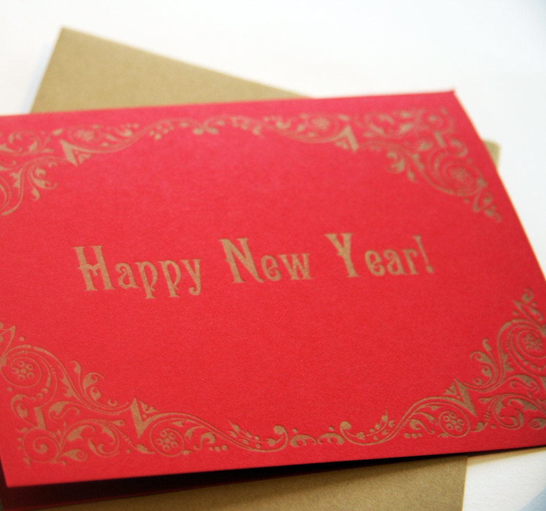 Happy New Years letterpress card - A2