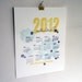 Boxing Week SALE - 2012 Calendar - large letterpress wall calendar -  11x14