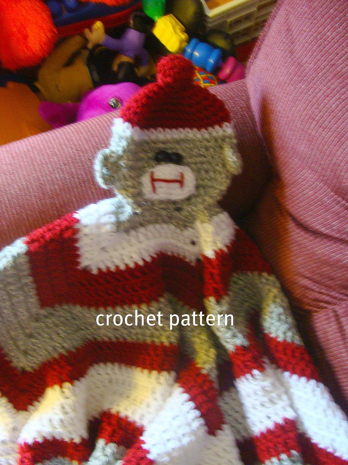 Sock Monkey Toy blankie Crochet Pattern pdf570