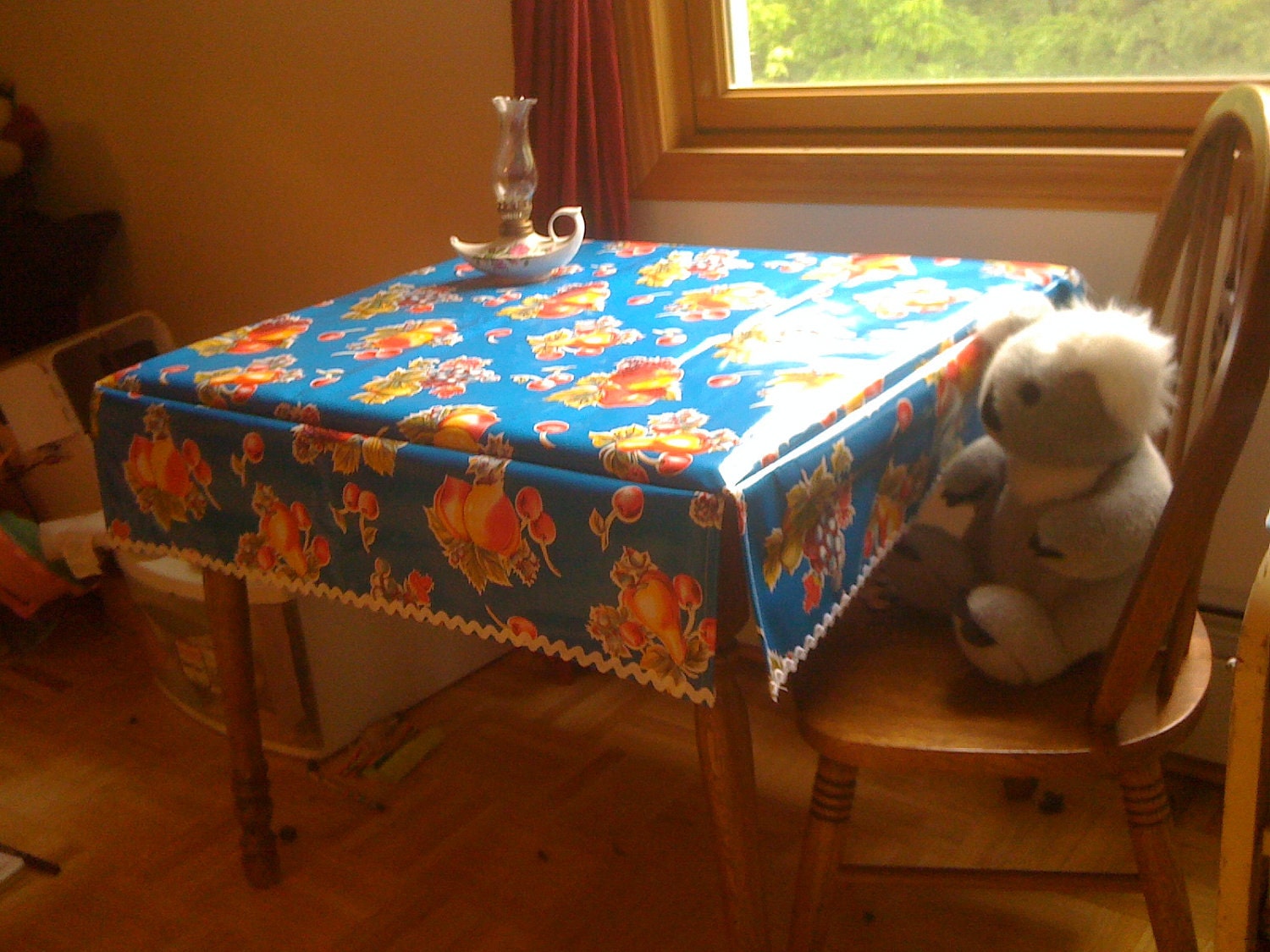 custom listing for kim kiwi green oilcloth tablecover