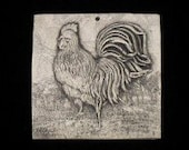 Rooster 4x4 ceramic pottery porcelain relief animal tile