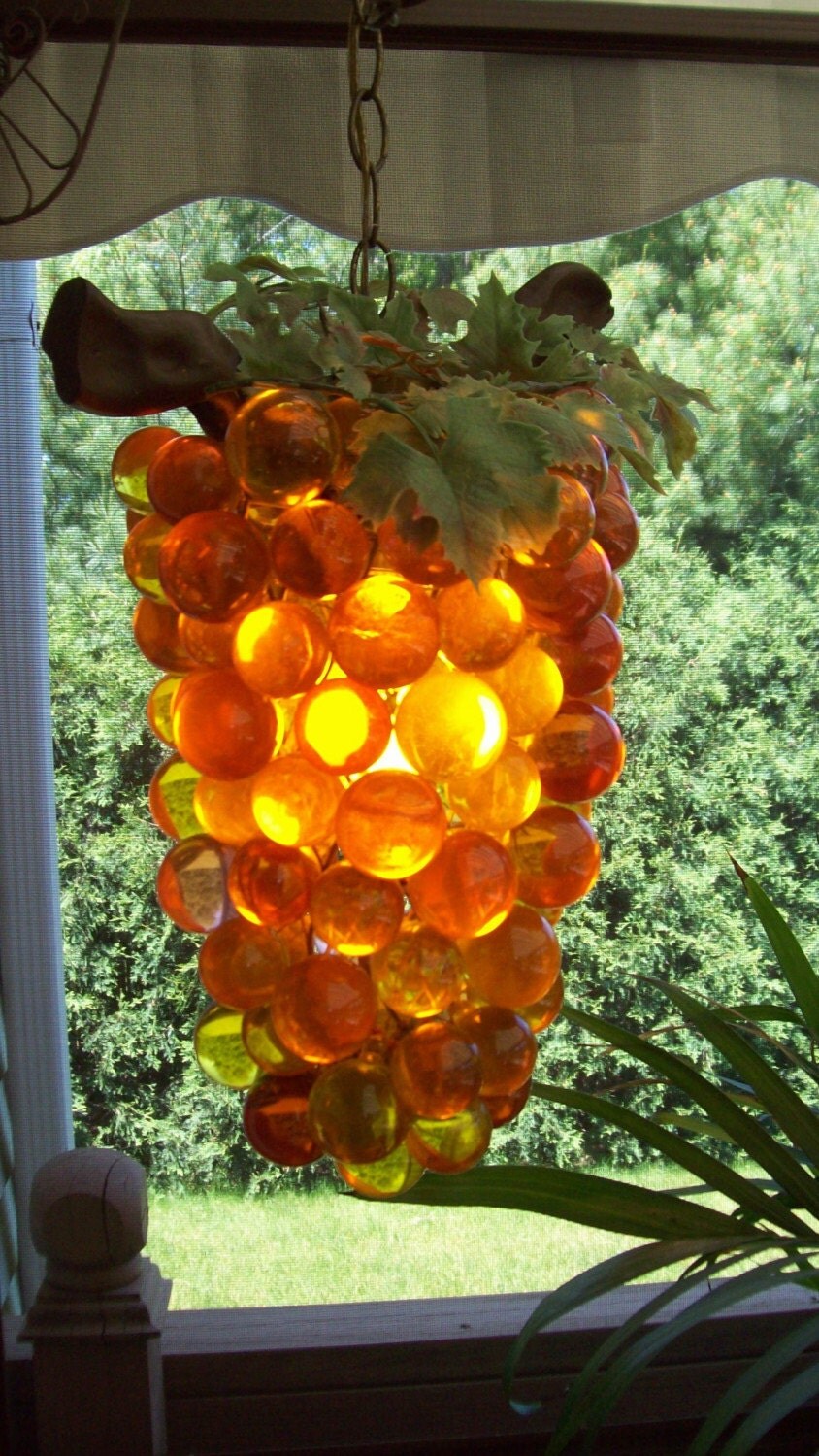 Eames Era Grape Swag lamp in Yellow Amber by Domus Modern on Etsy
