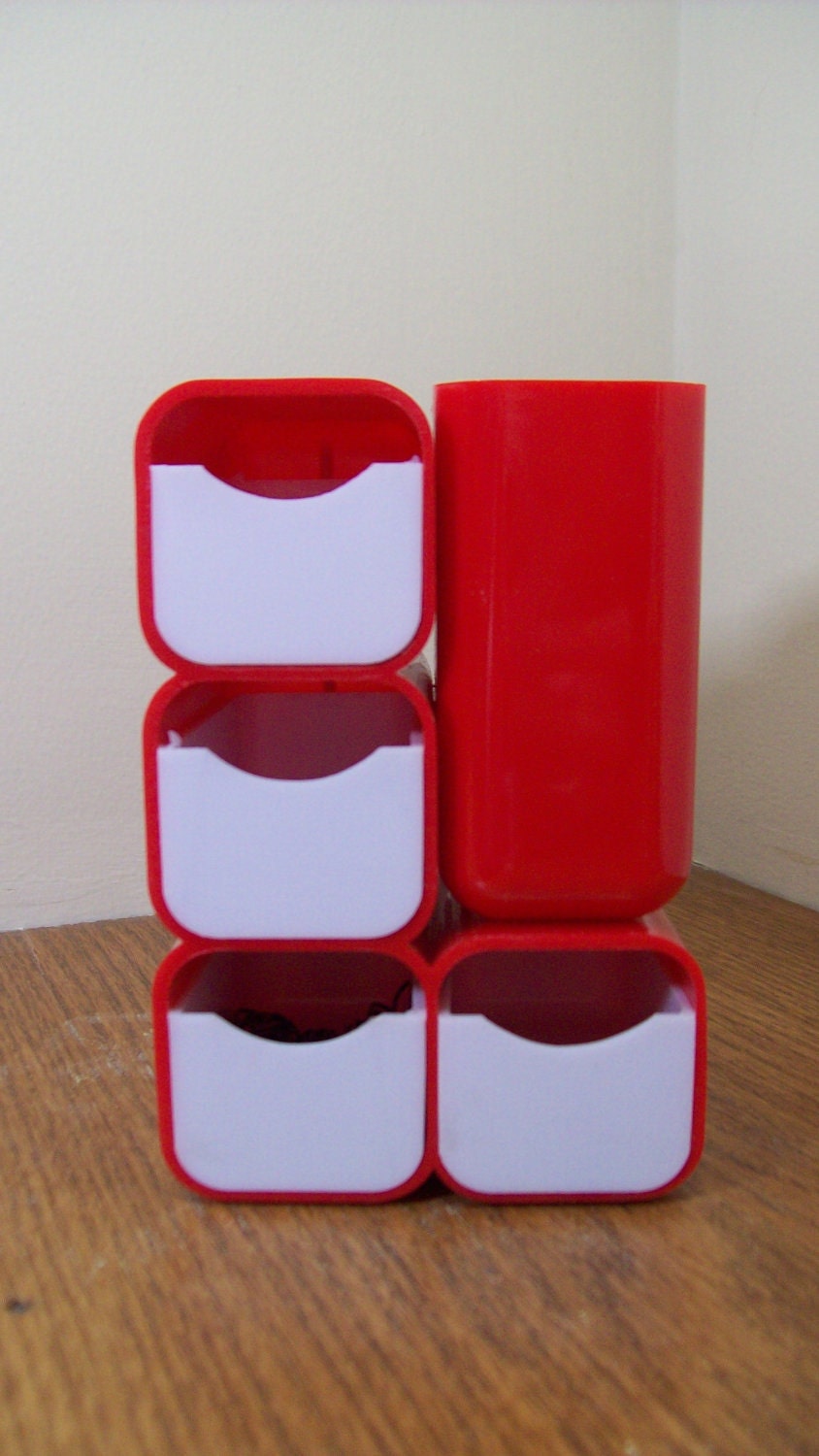 Vintage Office Desk Caddy in Red 1970s