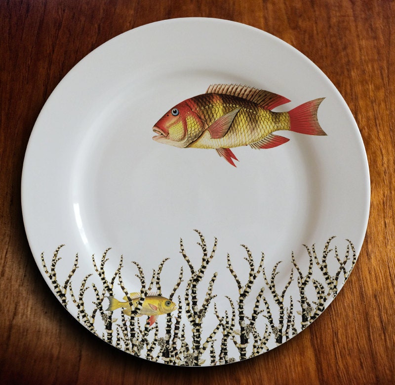 Items similar to fishy fish Dinner Plate "pyromarine" on Etsy