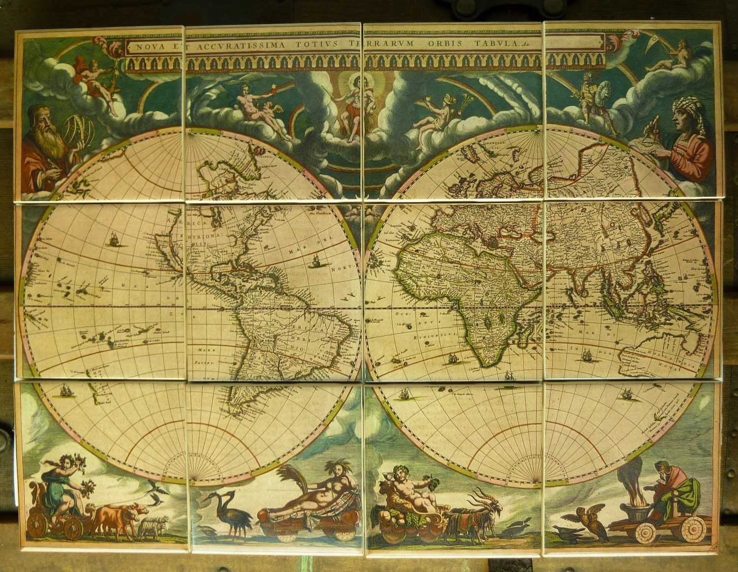 Antique World Map Mural ca. 1660