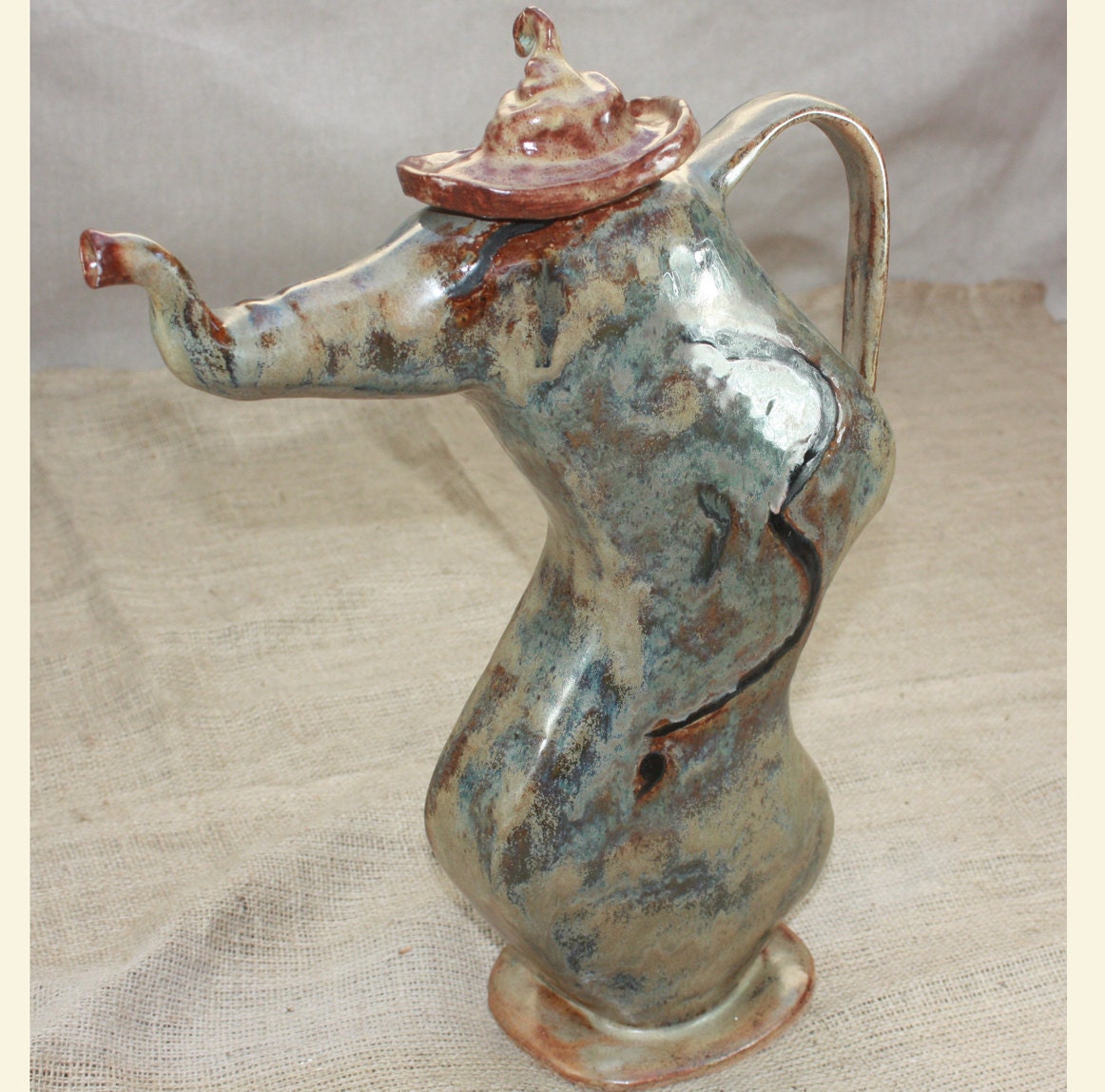 Ceramic Teapot. LARGE Stoneware Whimsical Teapot. by ZenCeramics